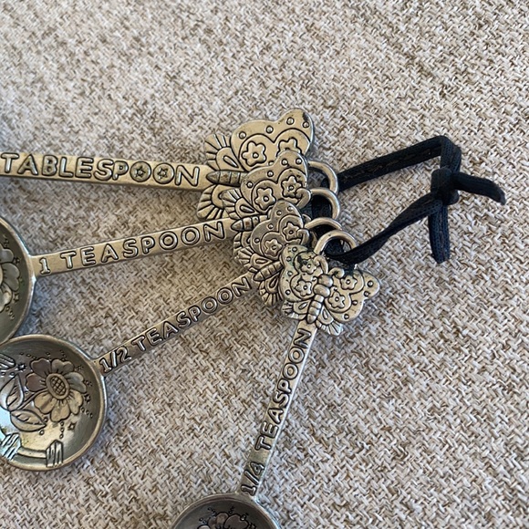 🪞 stainless steel engraved measuring spoon set butterfly spring - Picture 2 of 12